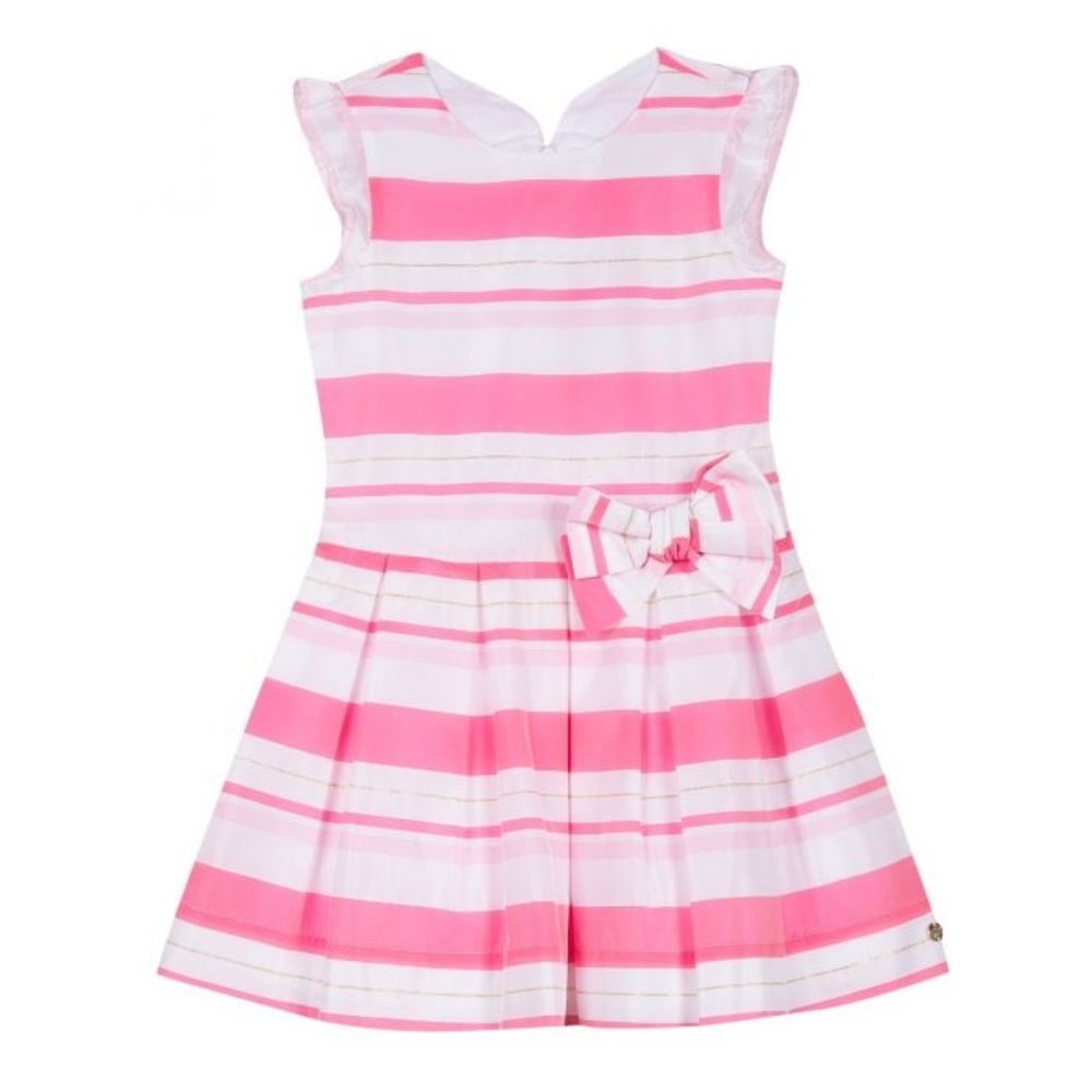 Lili Gaufrette Girls Pink Striped Dress